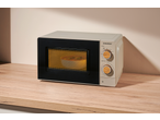 SILVERCREST® 700W Microwave in beige with black door and wooden-look dials