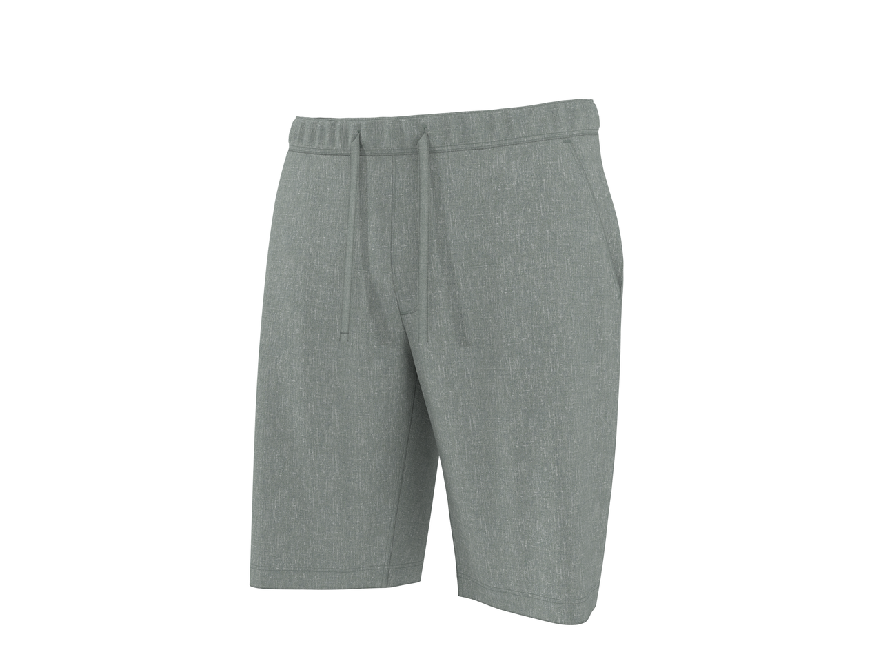 Men's grey marl athletic shorts with a drawstring waist