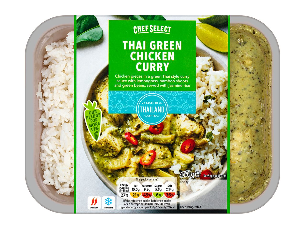 Chef Select: Thai Green Chicken Curry with rice.