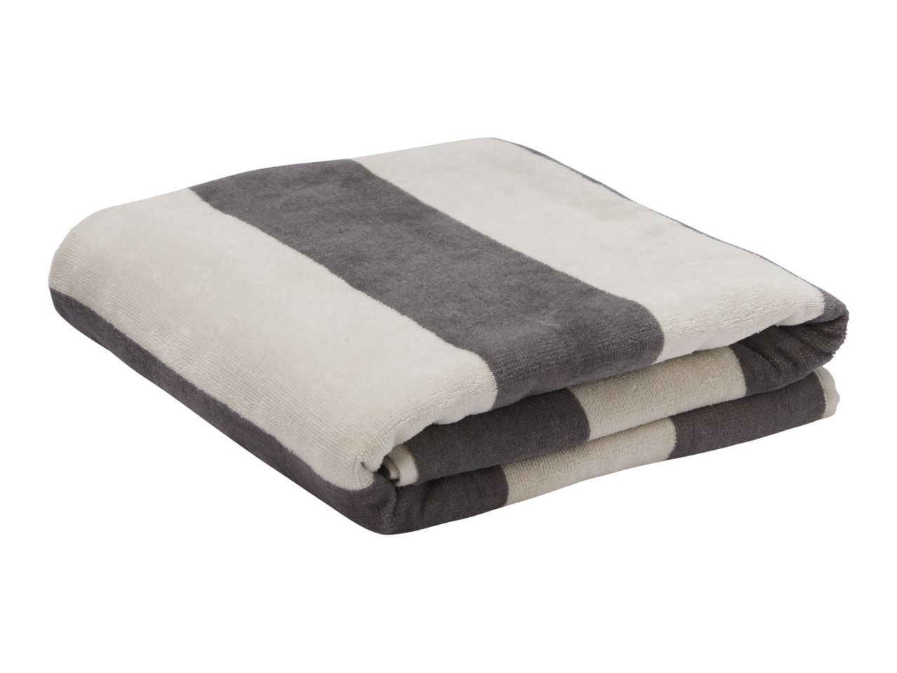 Folded striped towel in white and grey