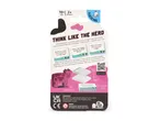 A party game called 'Think Like the Herd' for ages 10+ and 2+ players, featuring a pink cow, question cards, and score pads.