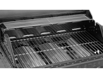 Meister gas grill with grilling grates and warming rack.