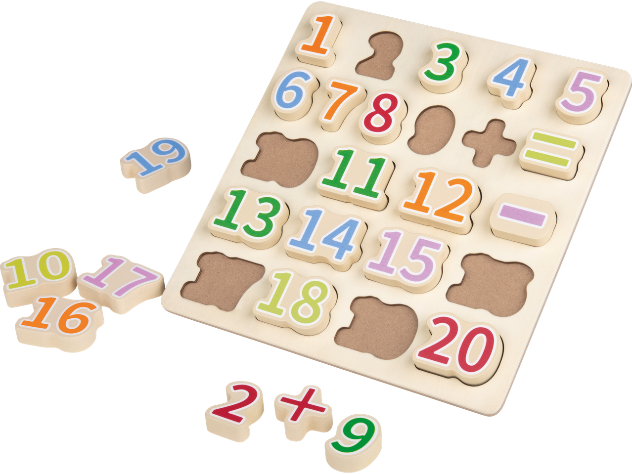 Joc de puzzle din lemn cu numere de la 1 la 20.