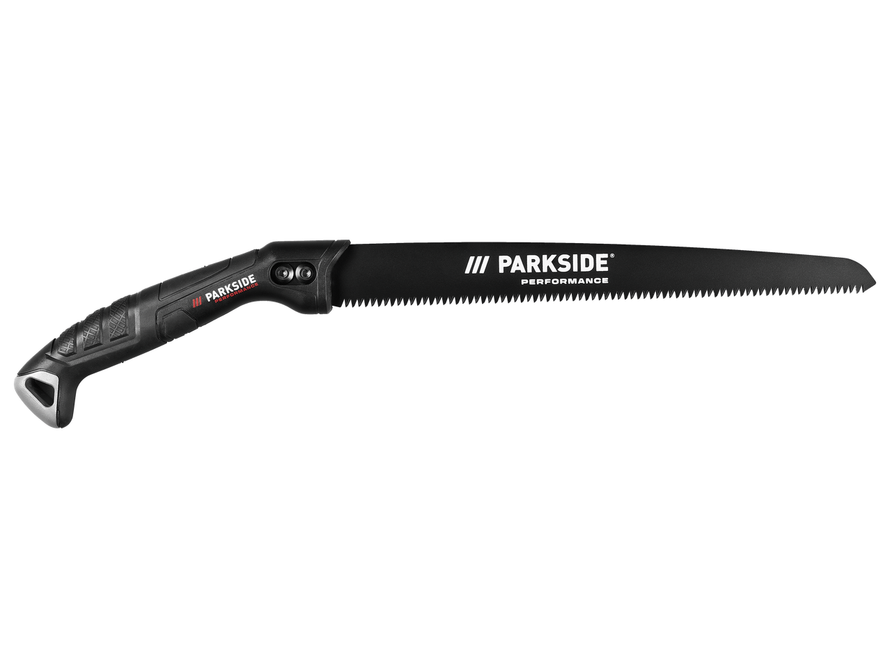 Parkside Performance® zaru zāģis ar melnu rokturi un zāģa asmeni.