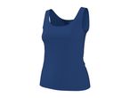 Dark blue women's tank top with a scoop neck, made from a soft, stretchy fabric.