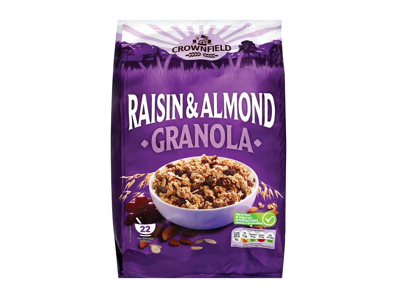 Crownfield raisin & almond granola.