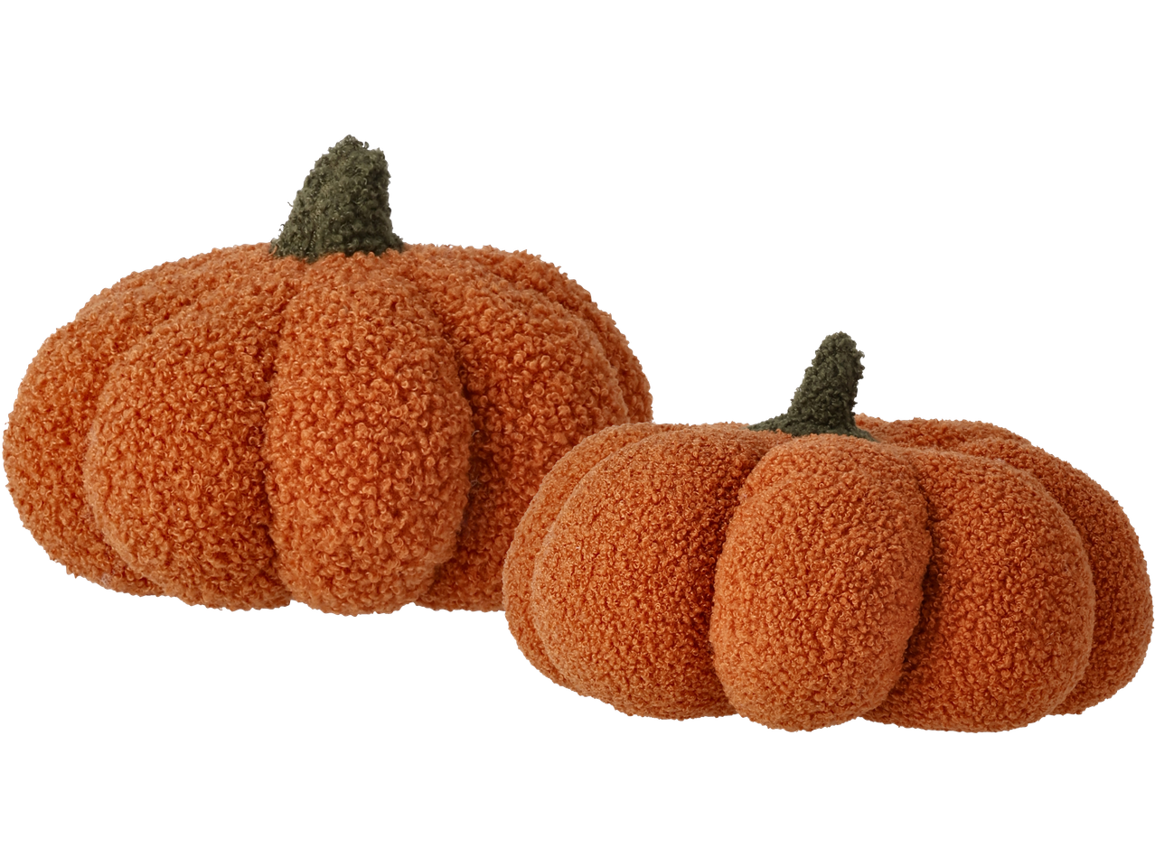 LIVARNO home Decorative Cushion Set: Two orange pumpkin-shaped cushions with green stems.