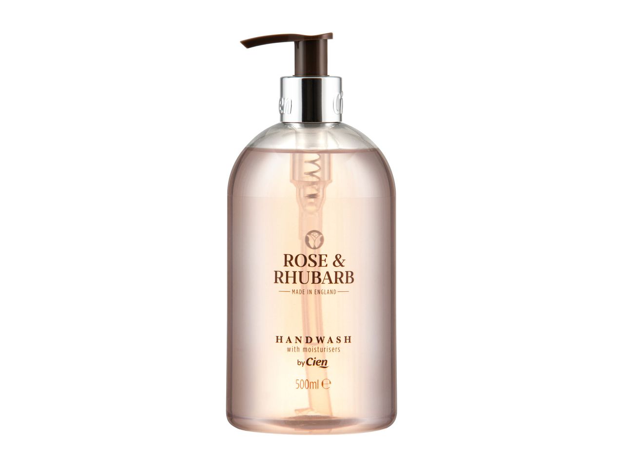 Cien handwash, rose & rhubarb scent.