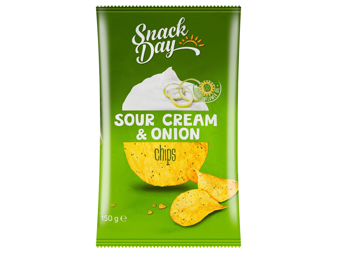 Snack Day tejfölös-hagymás chips.