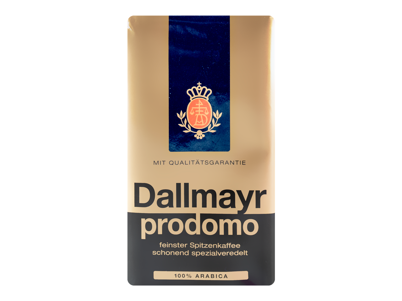 ' Dallmayr Prodomo' prekės ženklo kavos pakuotė.