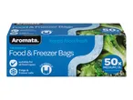 50 Aromata food & freezer bags, medium size, suitable for all food types.