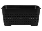 Cesto de plástico preto W5 com design de vime para armazenamento