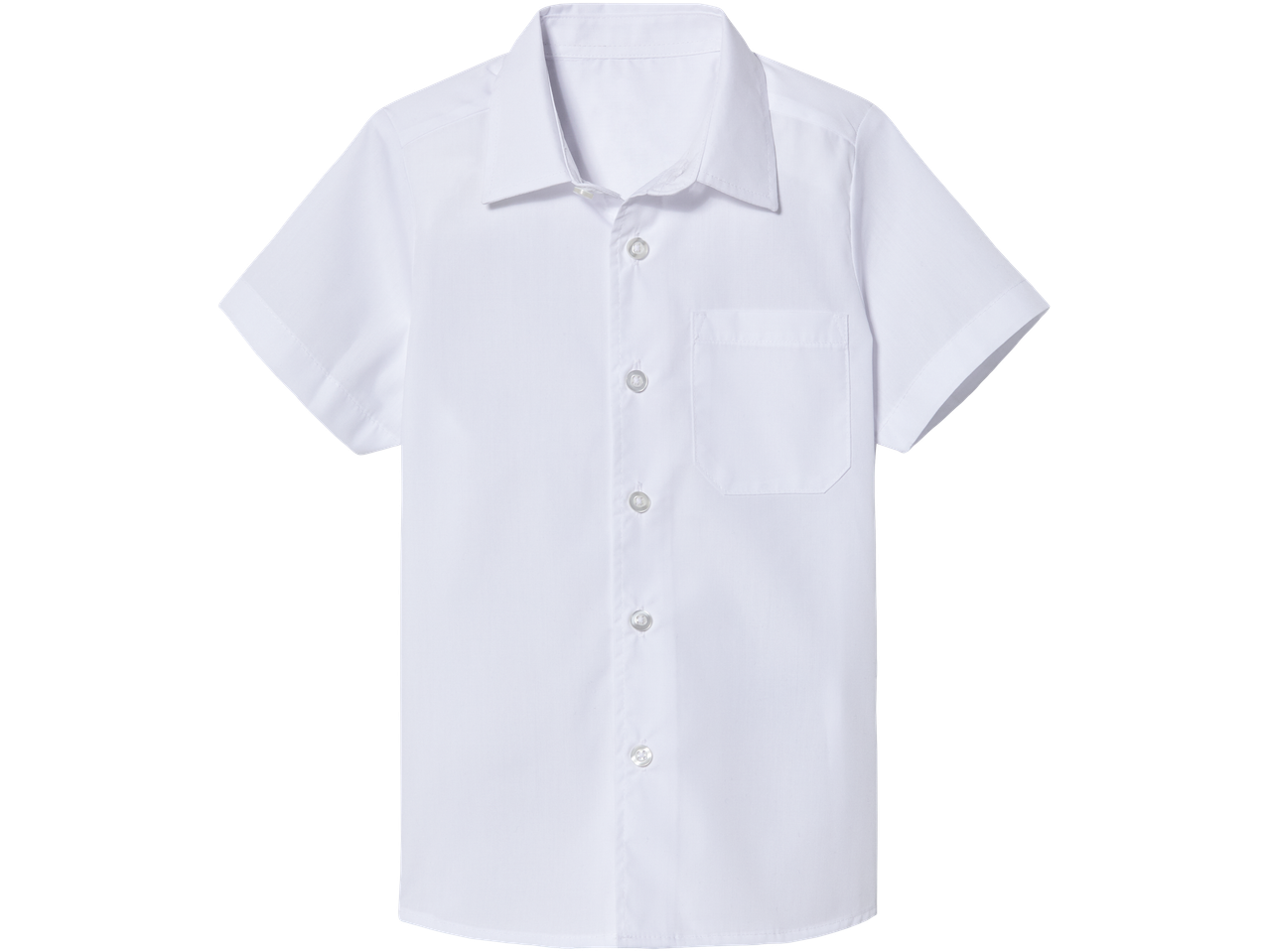 Boy's white short-sleeved shirt.