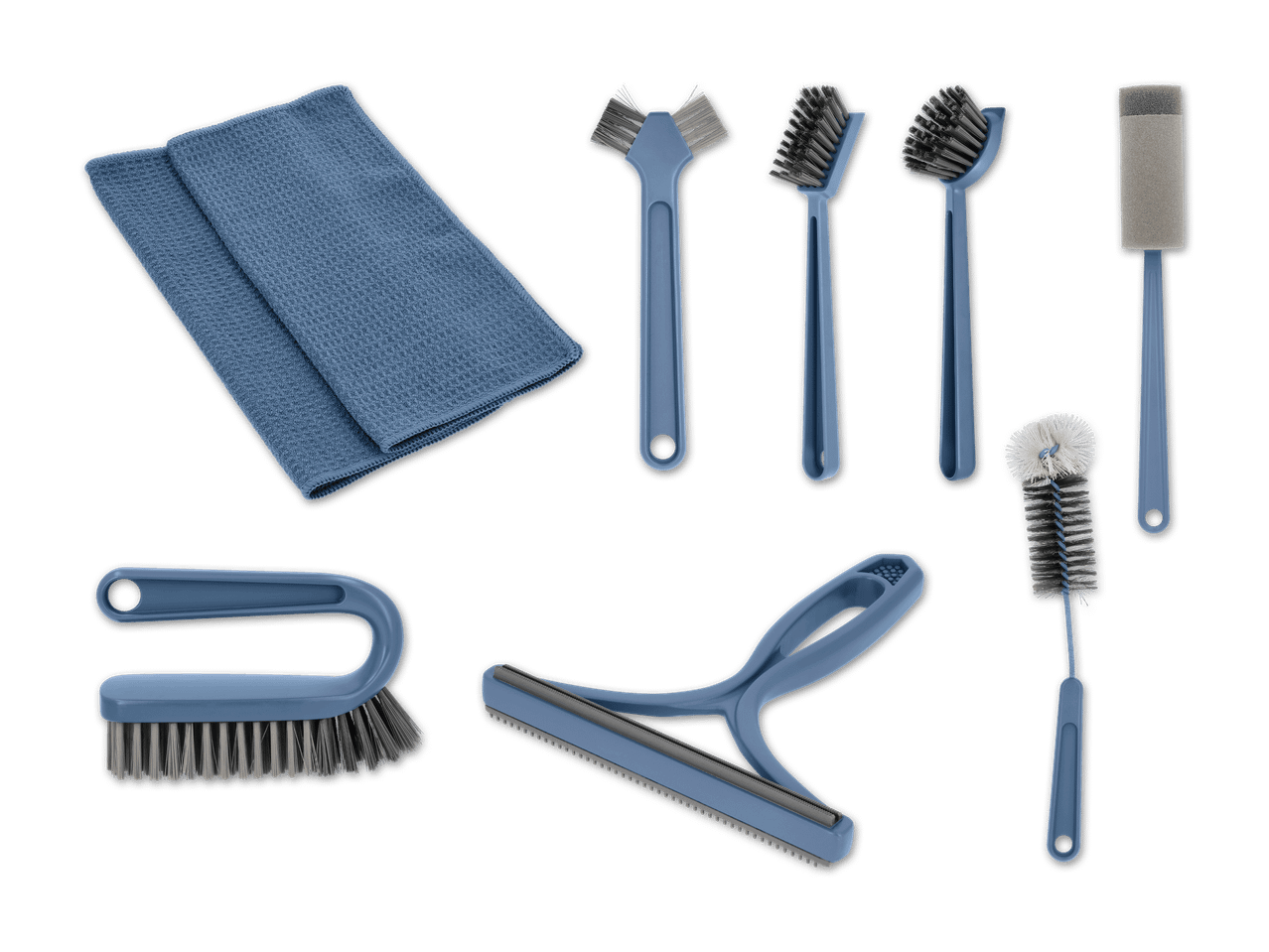 Reinigungstücher und verschiedene Bürsten für den Haushalt