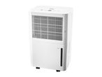 White dehumidifier with a digital display and a water level indicator