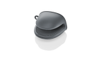 Luvas de forno e pegadores de silicone cinza.