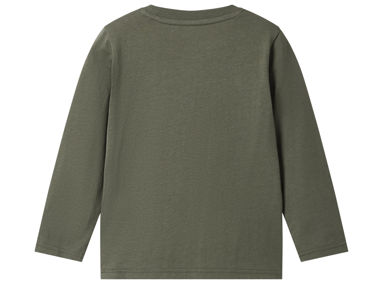 Детска блуза с дълъг ръкав в цвят каки, изглед отзад.