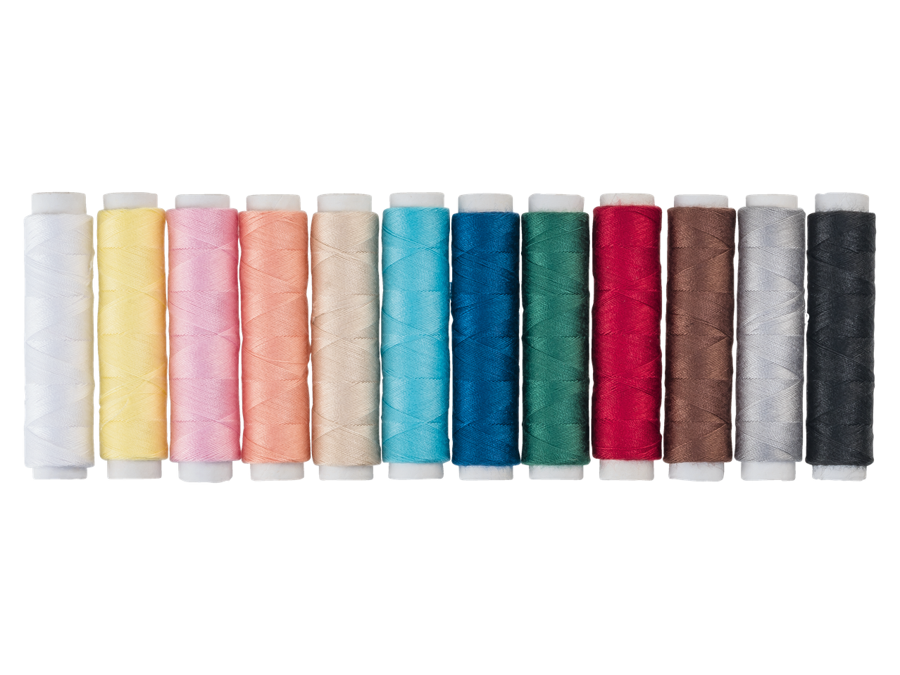 Colorful sewing thread spools.