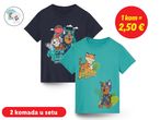 Dječje majice s printom životinja u paketu od 2 komada za 2,50 €.