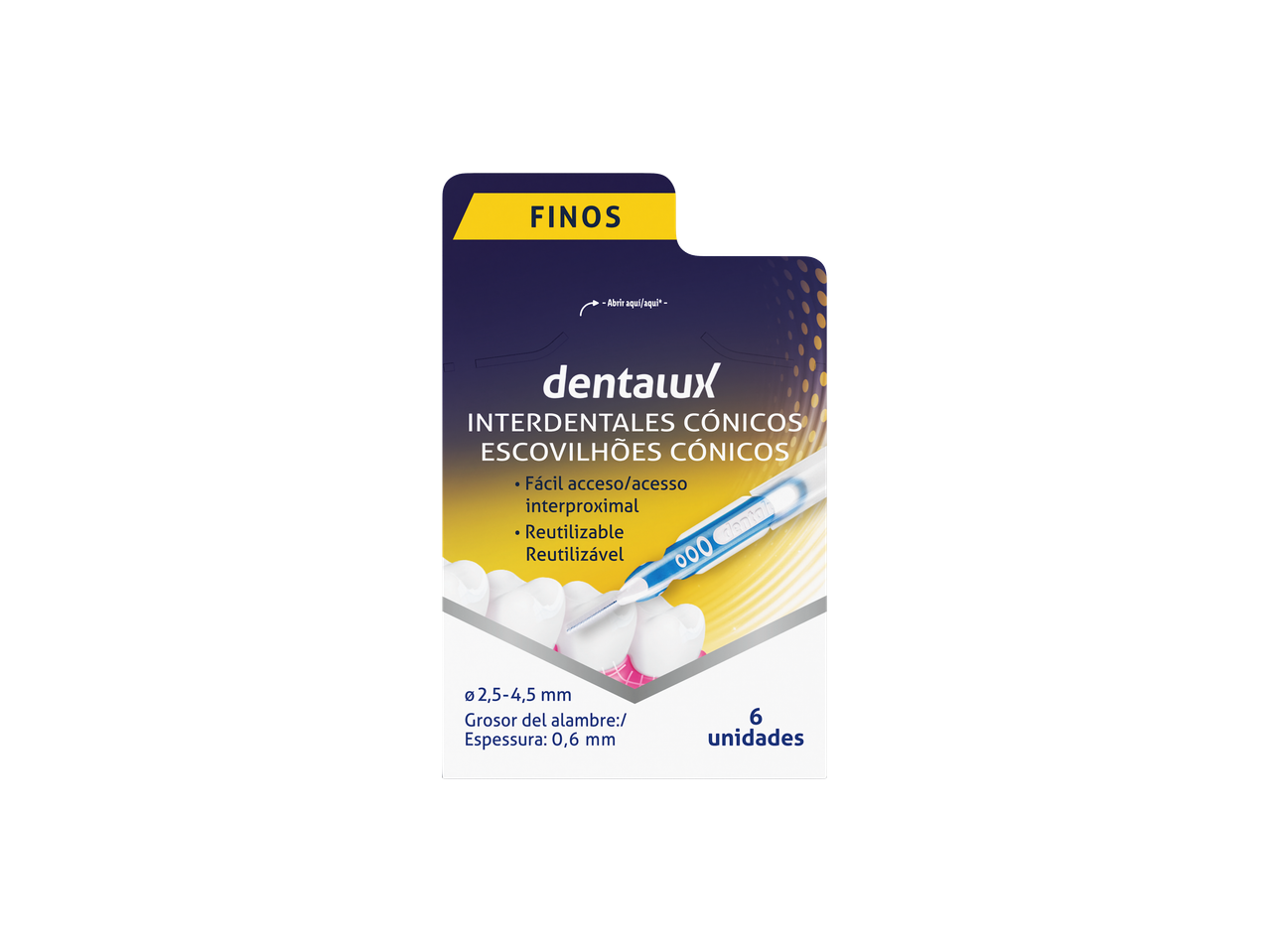 Escovas interdentais cónicas Dentalux para higiene oral, 6 unidades