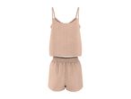 Light pink crinkled camisole and shorts pajama set.