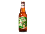 Fles bier met een kleurrijk etiket met bloemen, klavers en bijen, met de tekst 'Saison 6,0%'.