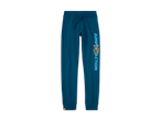 Blaue Jogginghose mit „JUMP IN THE ACTION“-Aufschrift und Lego-Figur