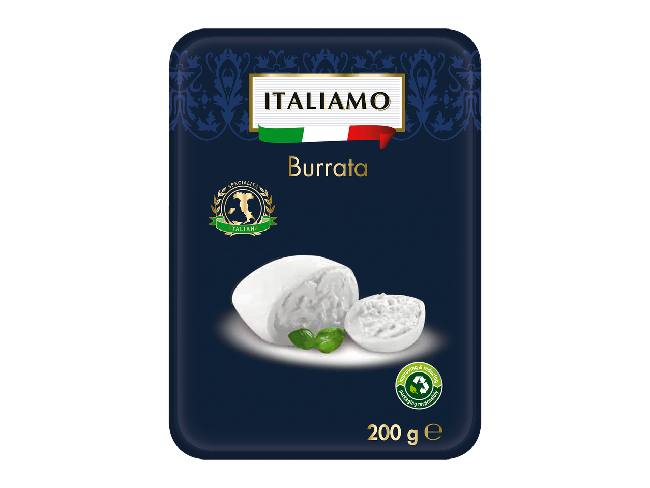 Embalagem de queijo Burrata ITALIAMO, 200g.
