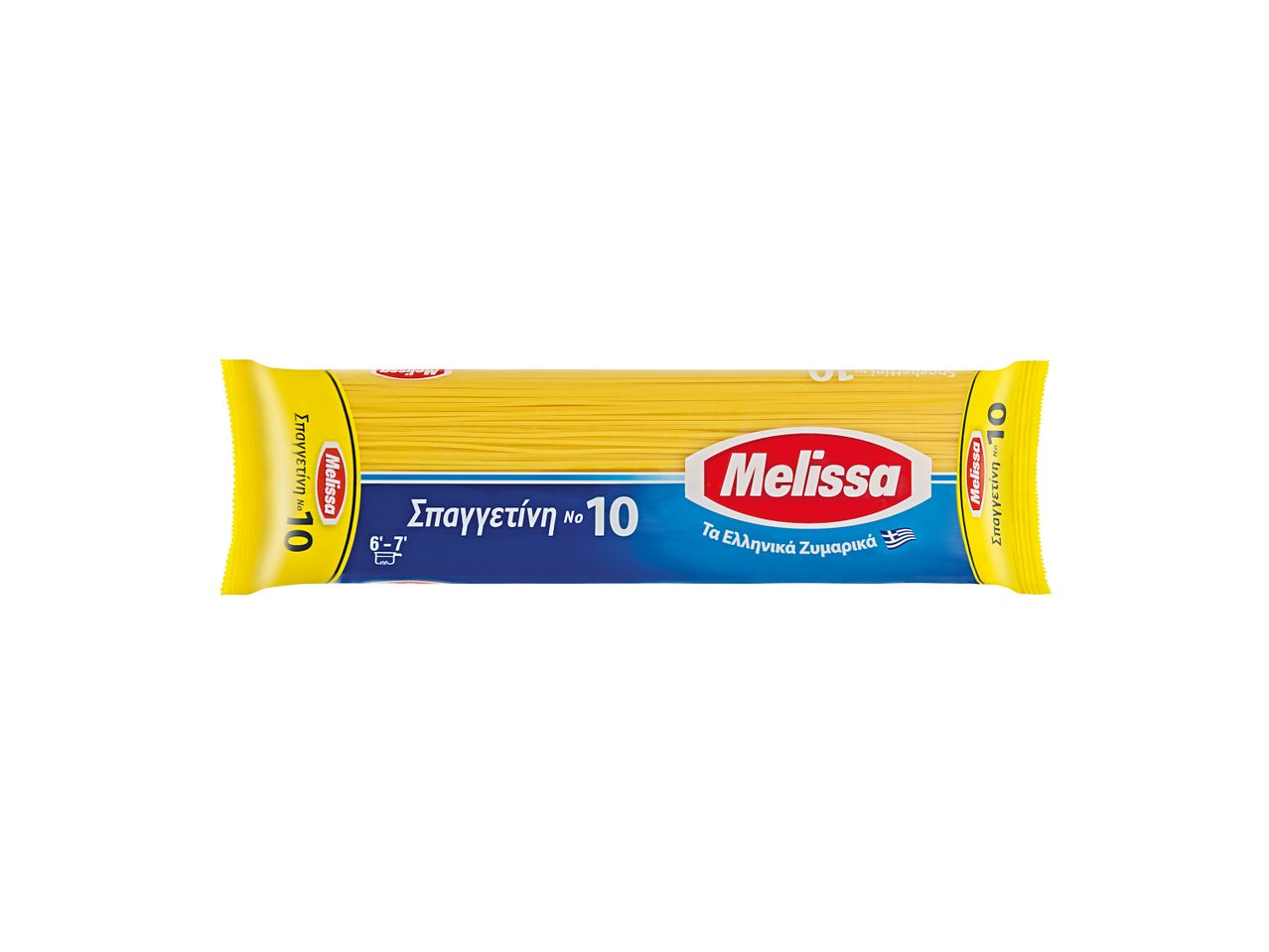 Συσκευασία Melissa Σπαγγετίνη Νο 10 με ελληνική σημαία.