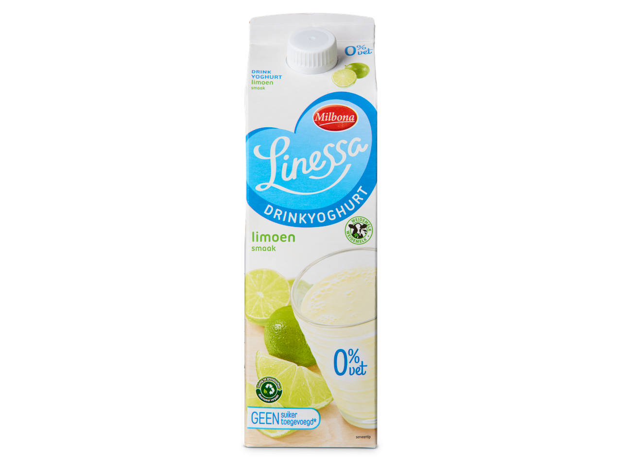 Milbona Linessa drinkyoghurt limoensmaak, 0% vet.