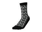 Black crew sock with a white pebble pattern, featuring a solid black cuff, heel, and toe