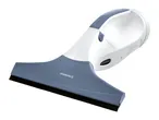 White and grey cordless window vacuum cleaner with a power button and battery indicator.