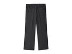 Gray pants with elastic waistband.