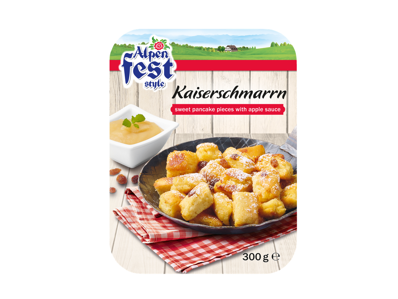Alpen Fest style Kaiserschmarrn: sweet pancake pieces with apple sauce (300g).