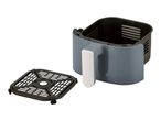 Air fryer basket and crisper plate on a white background.