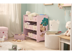 Estante rosa LIVARNO com gavetas e motivos de animais em quarto infantil.