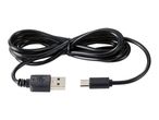 Black USB-A to USB-C cable, coiled in the middle, with connectors on each end.