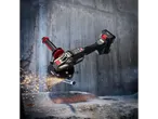 A cordless Parkside angle grinder in action, sparks flying.