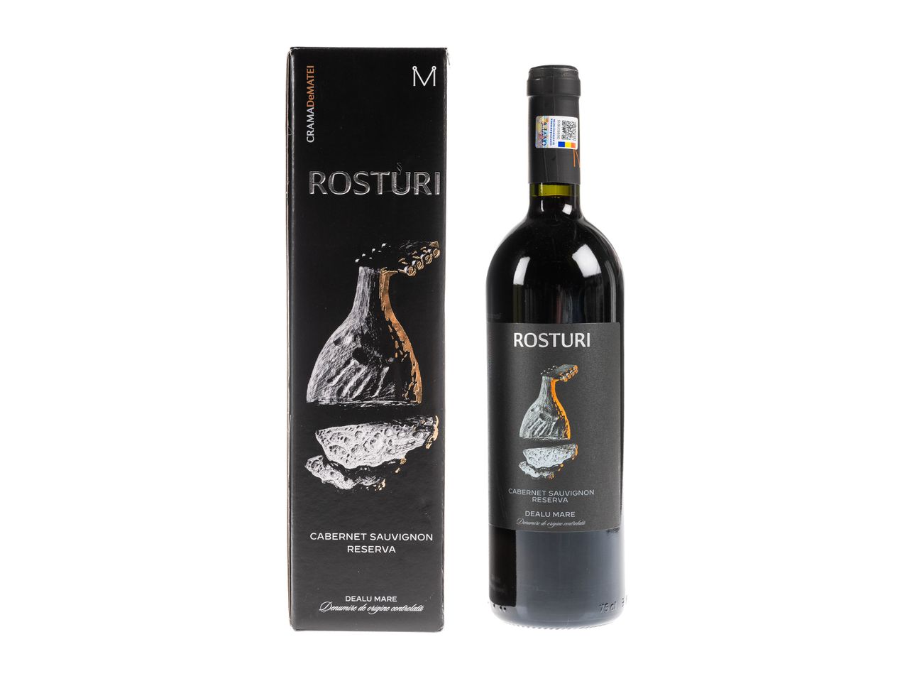 Sticlă de vin roșu Bogstube cu etichetă minimalistă.