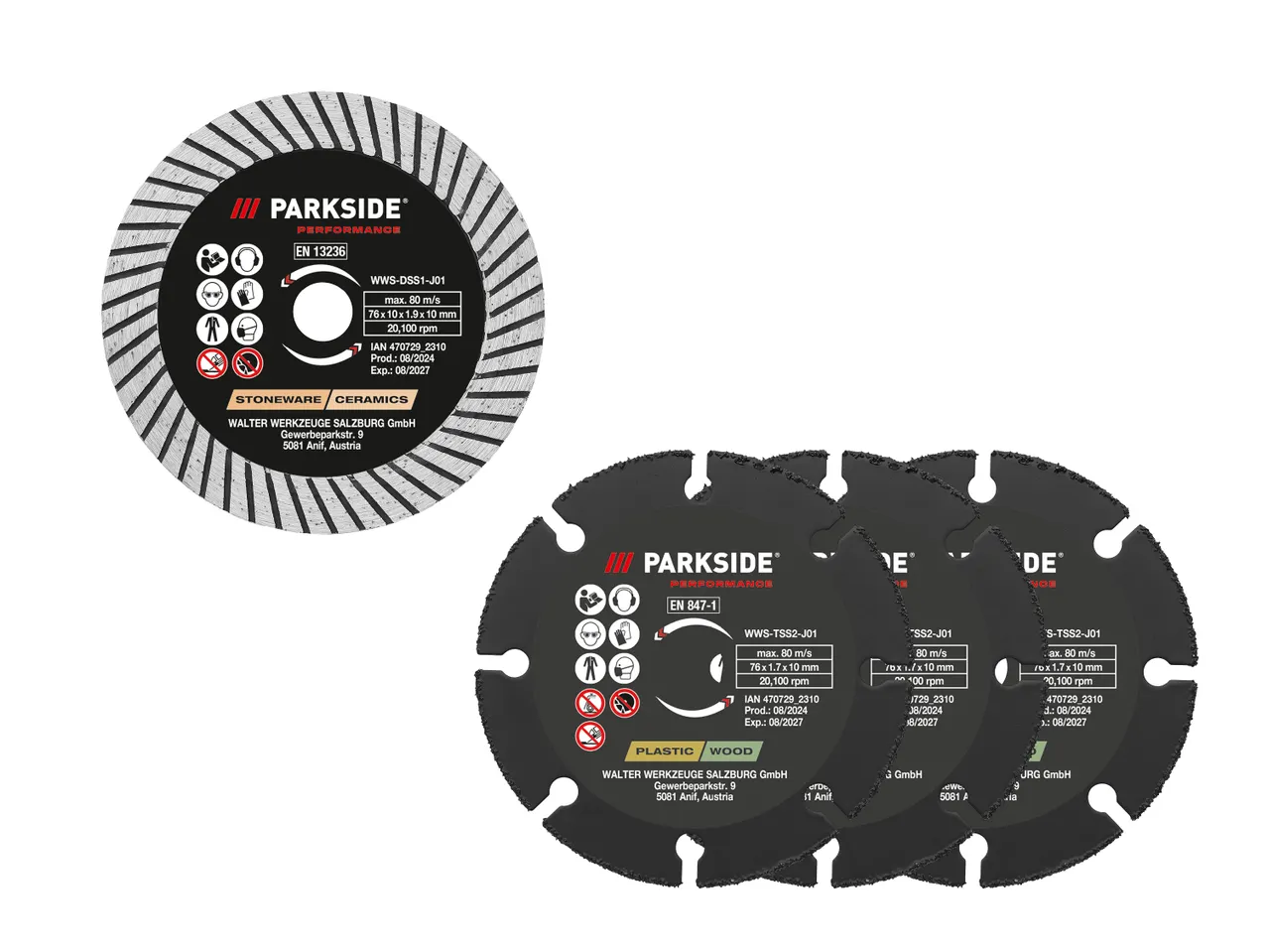 PARKSIDE Trennscheiben für Steinzeug/Keramik und Kunststoff/Holz