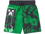 Minecraft boys' swim trunks in green and black.
