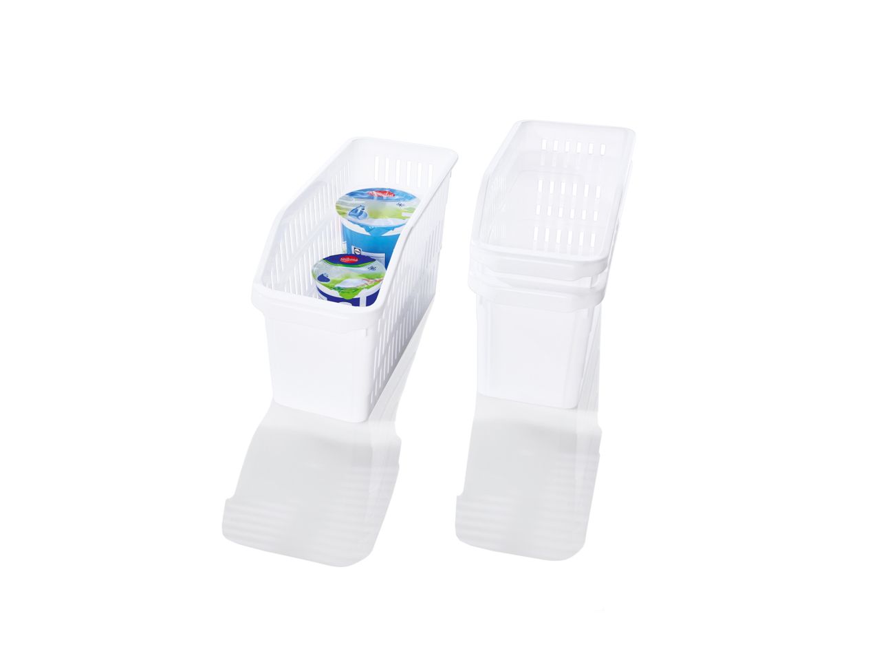 Pair of white adult diapers with a small graphic on one.