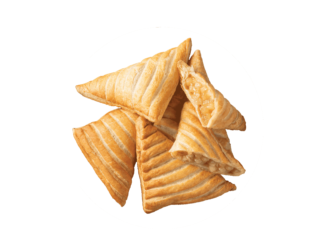 Trikampiai sluoksniuotos tešlos pyragėliai su obuolių įdaru