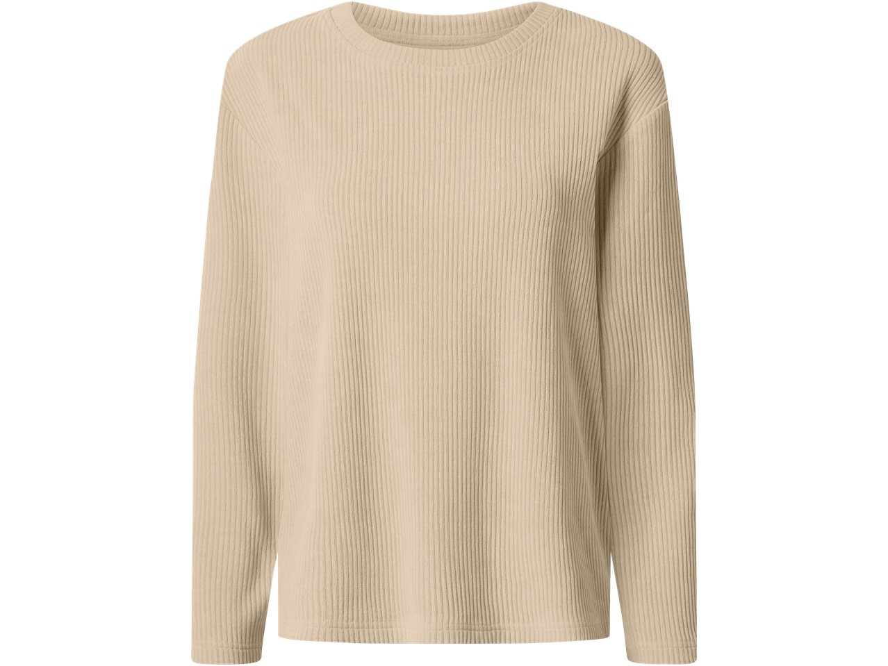 Esmara smėlio spalvos moteriškas ilgomis rankovėmis briaunotas viršus