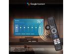 Chiq Smart TV met Google Assistant en afstandsbediening, toont het weer.