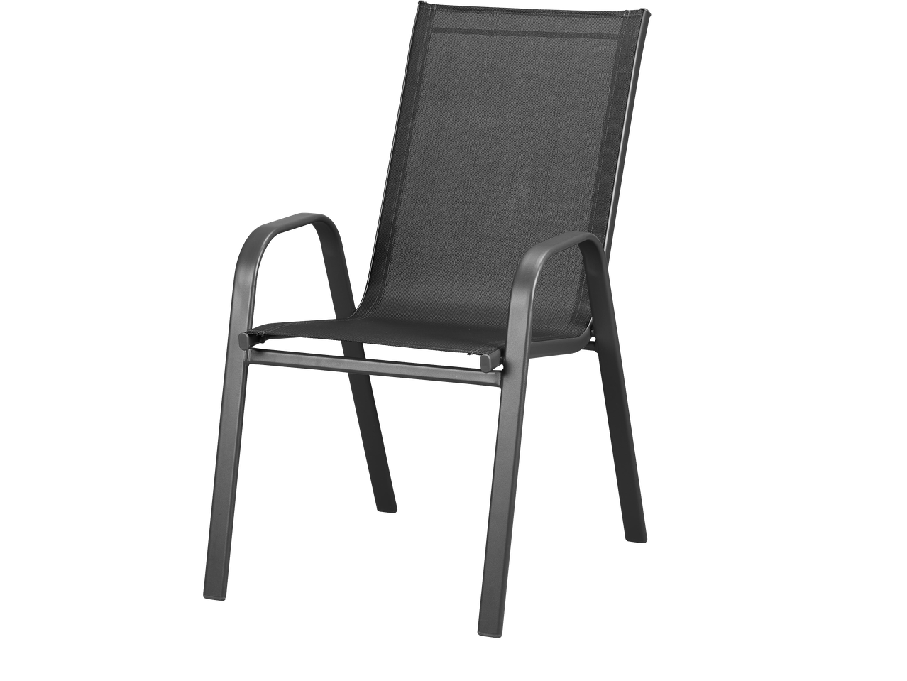 Sötétszürke kerti szék fémvázzal és hálós ülőfelülettel