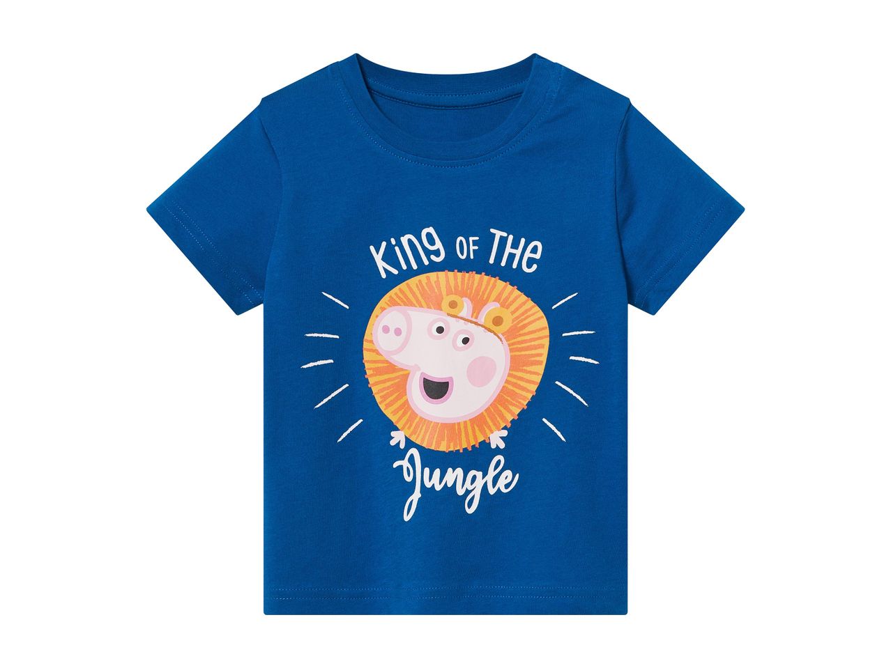Peppa Malac királyságos dzsungel témájú kék gyerek póló.