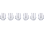 Seis copos transparentes do sortido SILVERCREST® sobre um fundo preto.