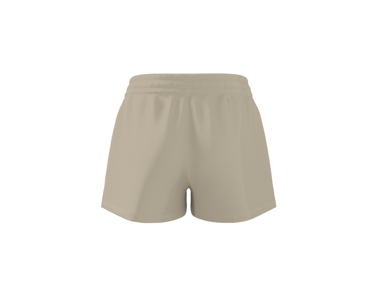 Short de sport beige clair sur fond noir.