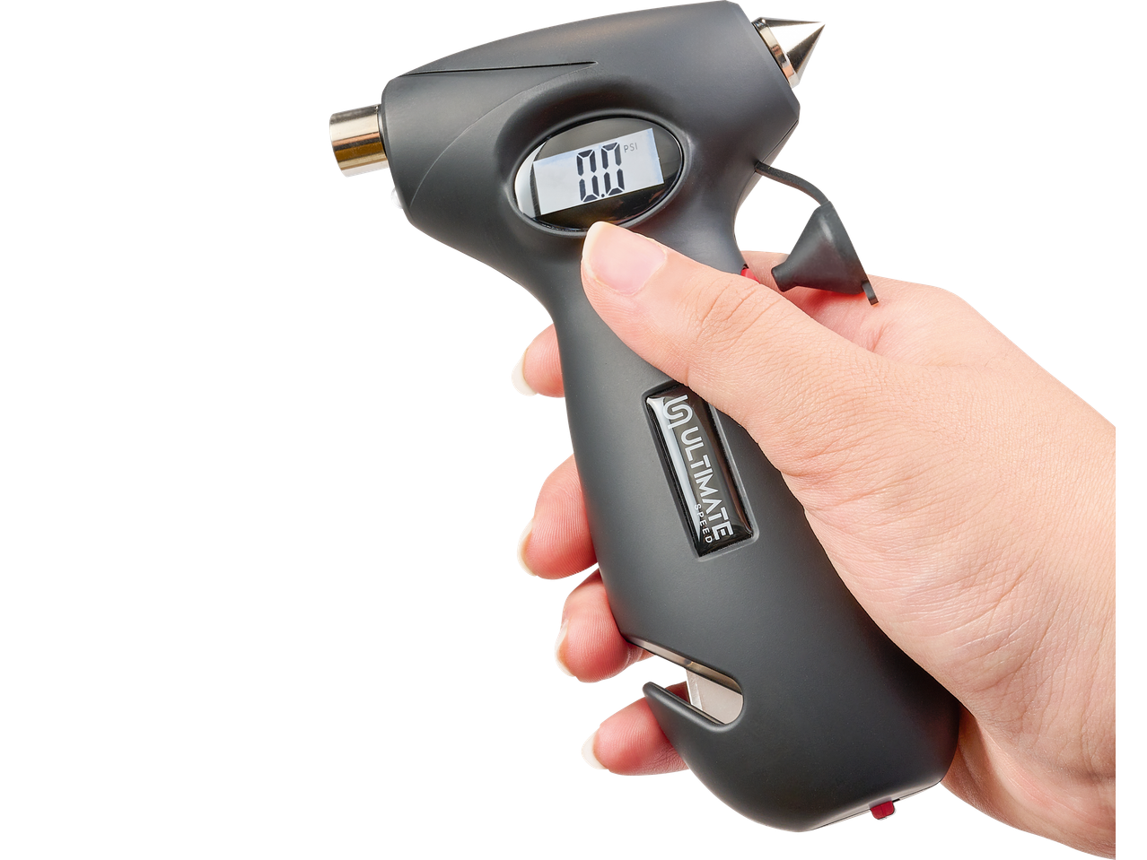 Ultimate Speed digitale bandenspanningsmeter met veiligheidsfuncties.